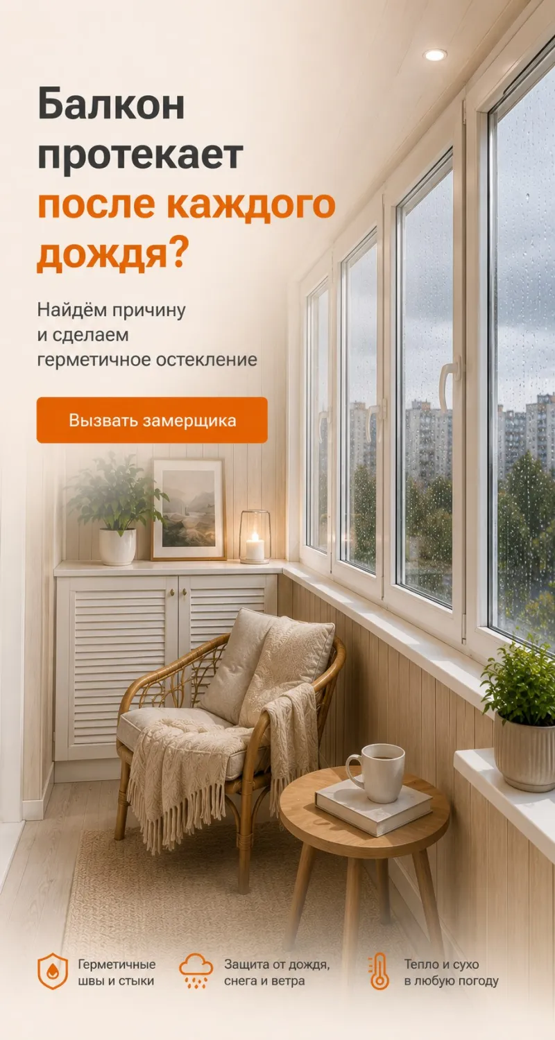 Балкон протекает после каждого дождя?